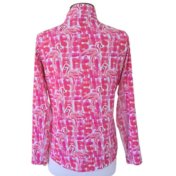 IBKUL Elsa Flamingo Hot Pink/ Coral Long Sleeve Zip Mock SPF 50 Medium - Picture 3 of 9